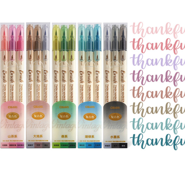 

3Pcs Brush Pen Set Brush Lettering Kaligrafi Calligraphy Aesthetic Pena Warna Warni Brush Marker Pena Kuas Warna Pulpen Pena Kaligrafi Coloring Markers