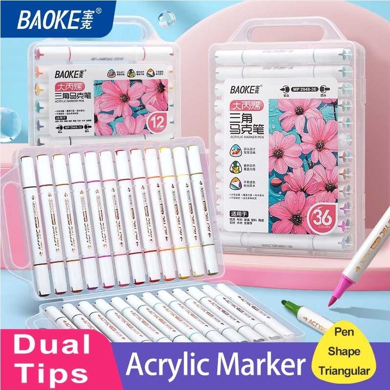 

BAOKE 12/24/36 Warna Set Spidol Akrilik Dengan 1 CD Spidol Akrilik Profesional MP2948