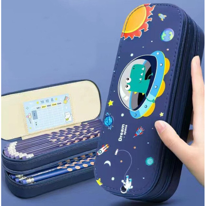 

[New]Best Tempat Kotak Pensil Anak Karakter Astronot unicorn 2 Tingkat CS07 - DINO UFO