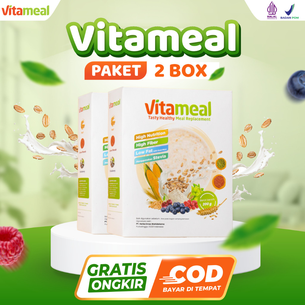 

Promo Paket 2 Box Vitameal Sereal Sehat Multigrain Makanan Diet Pengganti Nasi Turunkan Obesitas Sarapan Asam Lambung Rendah Gula Cegah Diabetes Kolesterol Vitamil 05