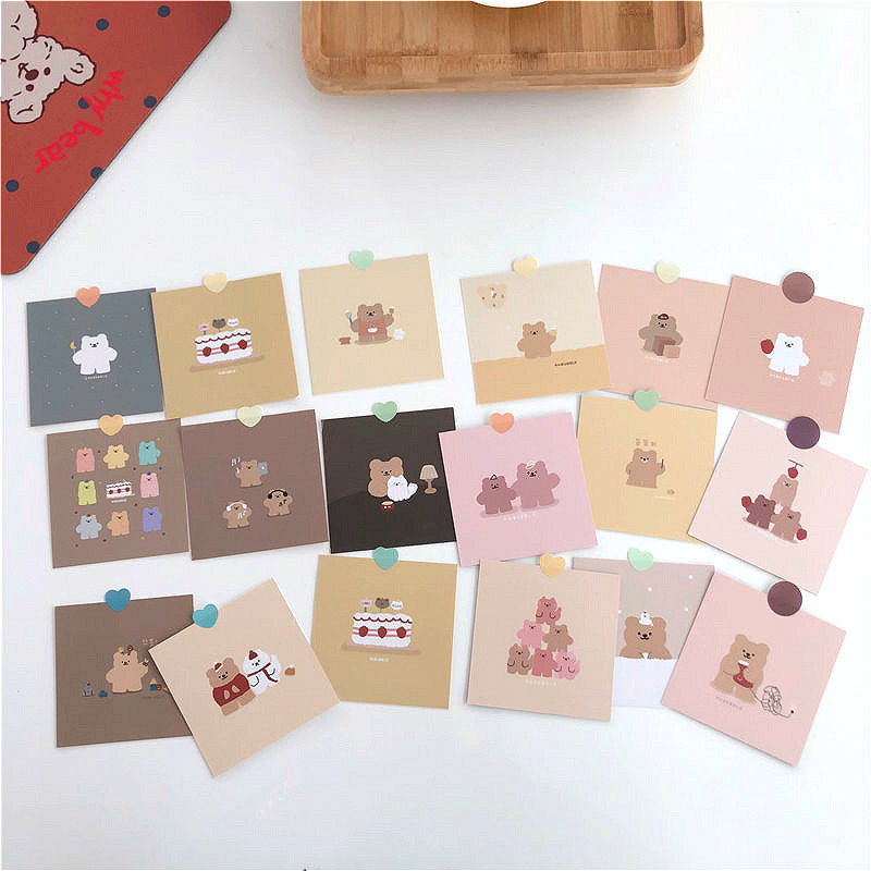 

9pcs Korean Cute Cartoon strawberry Bear small Decoration Greeting Cards Handbook Album Room Wall Sticker Photo Props Stationery