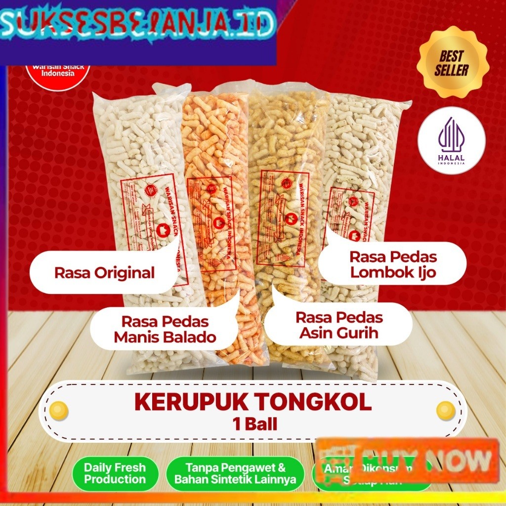 

(1 BALL) KERUPUK STIK IKAN TONGKOL WARISAN SNACK INDONESIA (1kg), Makanan Ringan Krupuk Cemilan Murah halal pedas daun jeruk