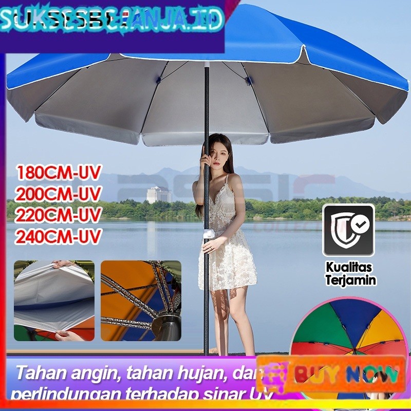 【COD】Tenda Payung Event Pantai Cafe  240 cm Dua Lapis Dobel Jari Jumbo Anti UV Anti Angin