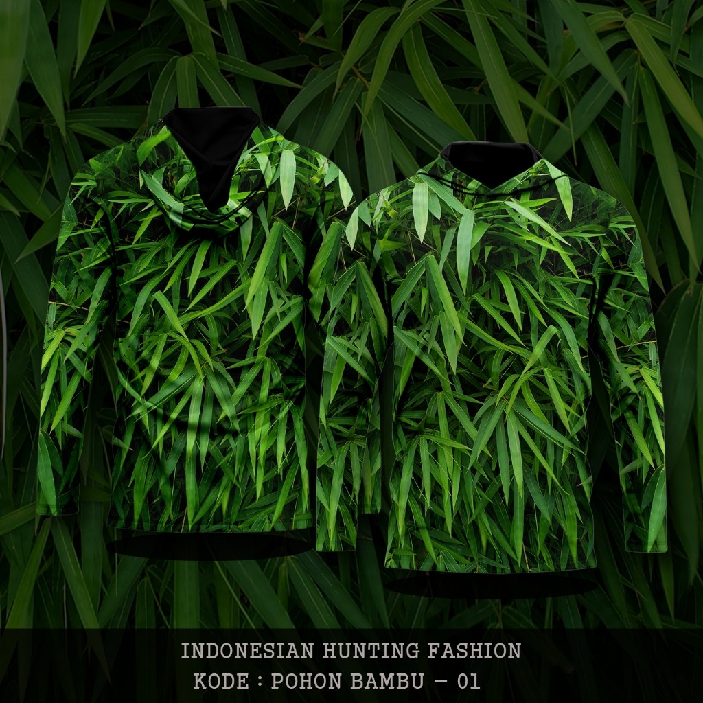 Baju Kamuflase Hunting Camo dan Kaos Berburu Lengan Panjang Camo untuk Pria Motif Pohon Bambu