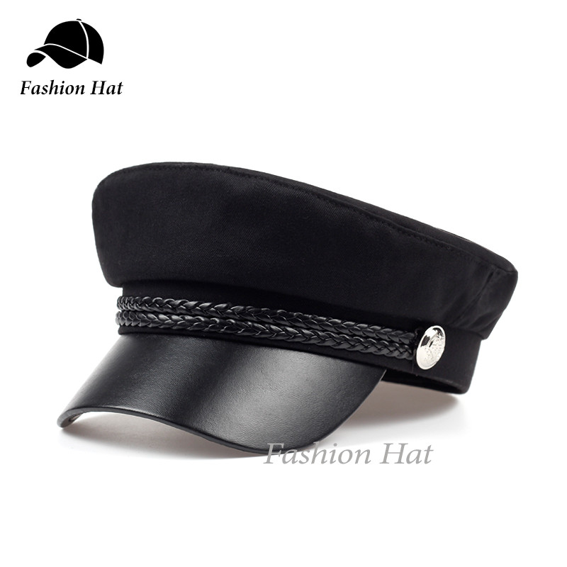 Topi Bisbol Pria Visor Kadet Topi Vintage Asli Empat Musim Topi Baret Fashion Kulit Asli Tukang Kora