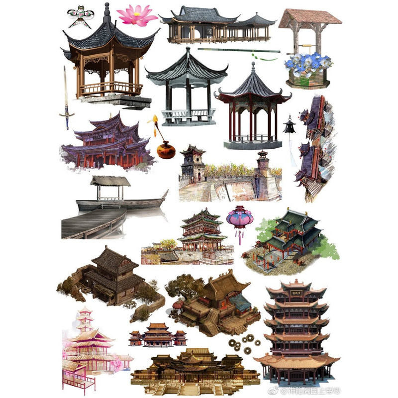 

2 pcs/lot Retro China Building Deco Scrapbook Book Journal Stationery Stickers Planner Poster Patchwork Craft Supplies
