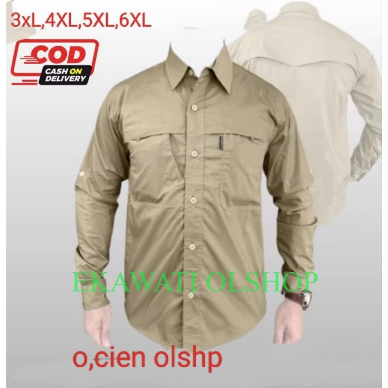 Kemeja tactical, kemeja lapangan lengan panjang size jumbo