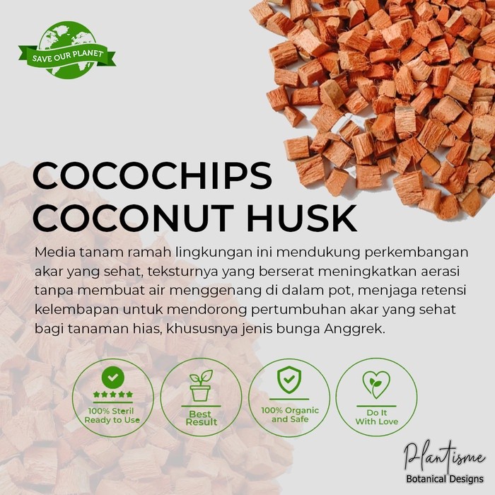 Cocochip Cococube Coconut Husk Media Tanam Kelapa Cacah Coco Chips - 500gr