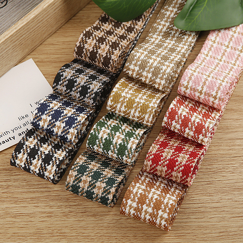 

5 Yards Retro Classic Jacquard Ribbon Houndstooth Brocade Ribbon for Bows Bouquets Gift Wrapping Clothing Sewing DIY Accessories