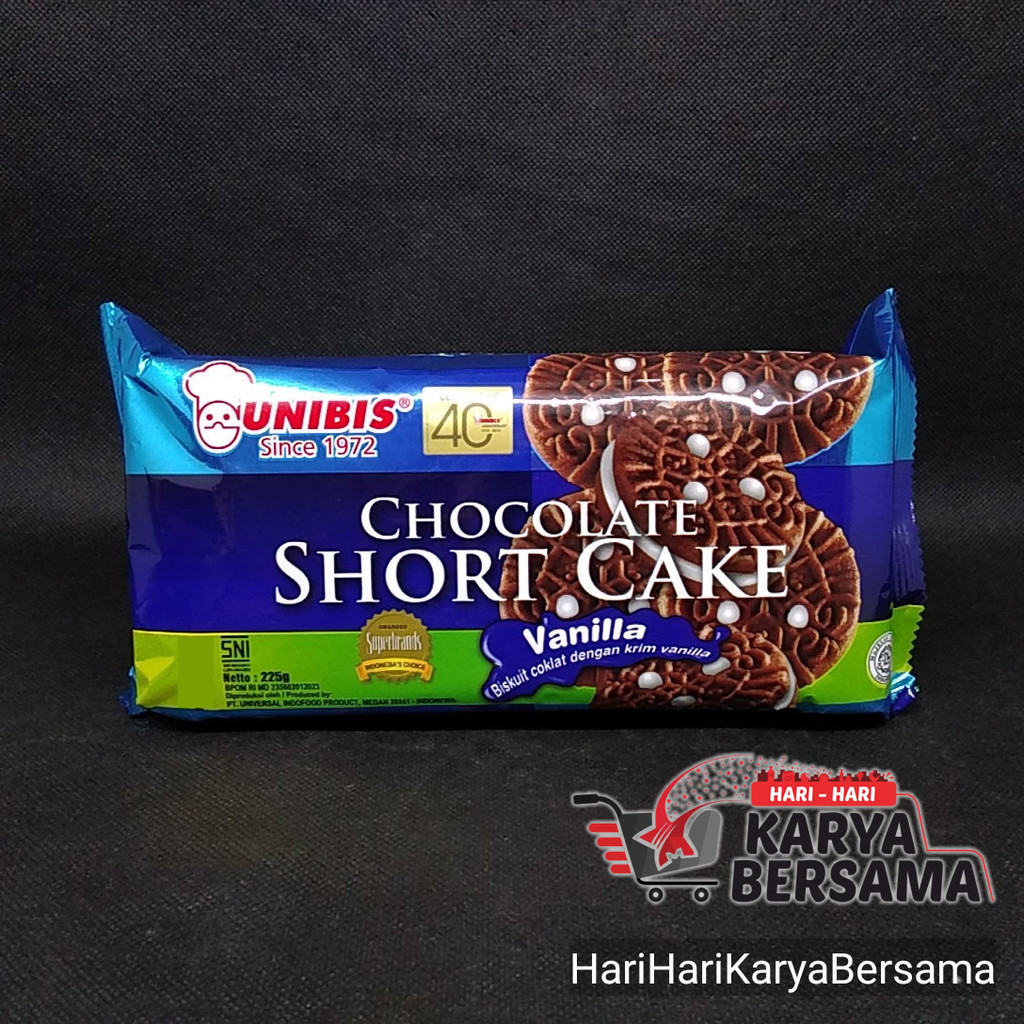 

MAKANAN RINGAN BISKUIT UNIBIS SHORT CAKE CHOCOLATE RASA VANILLA 205GR