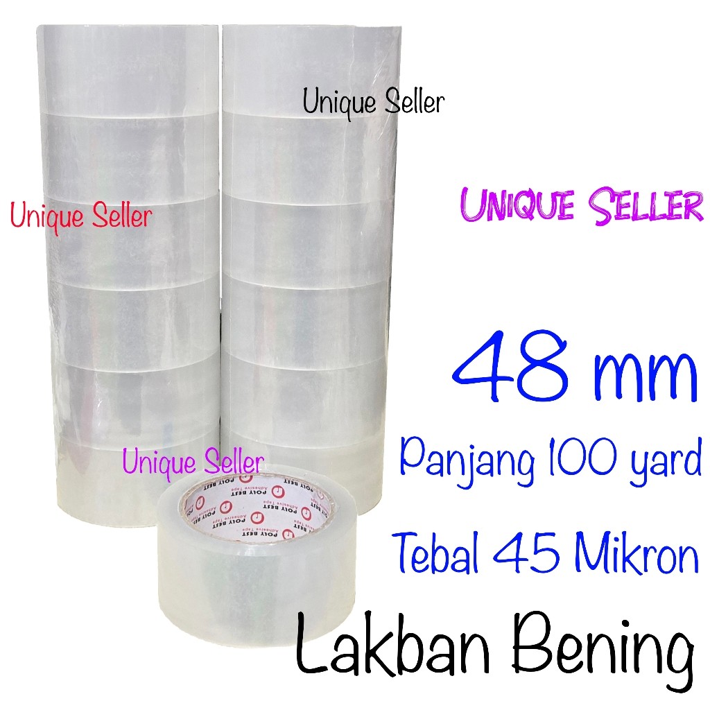 

6 pcs Lakban Bening 48mm 100 Yard Poly Best Polybest / Lakban Bening 48 mm 100 Yard Poly Best Polybest / Lakban Bening 2 inch 48mm 48 mm / Isolasi 48mm 48 mm 2 inch Bening Clear / Isolasi 48 mm 48mm 2 inch Bening Super Clear