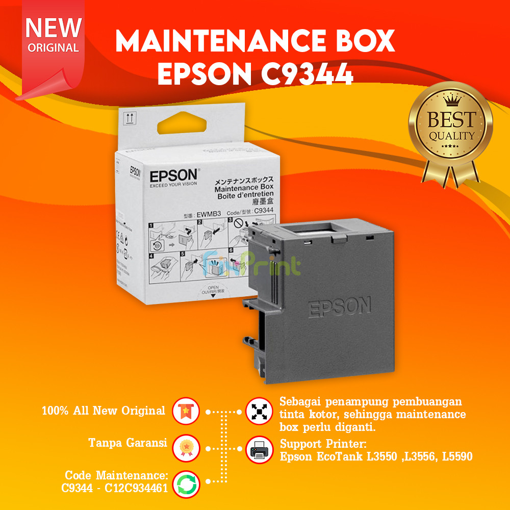 Maintenance Box Original C9344 C12C934461 Epson Printer L3550 L3556 L5590 Kotak Pemeliharaan Waste I