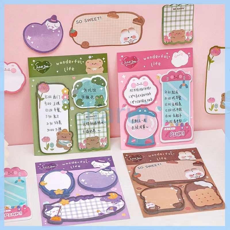 

Jiarui Sticky note kartun/(60 lembar) Memopad Warna 3 in 1 Wonderful Life
