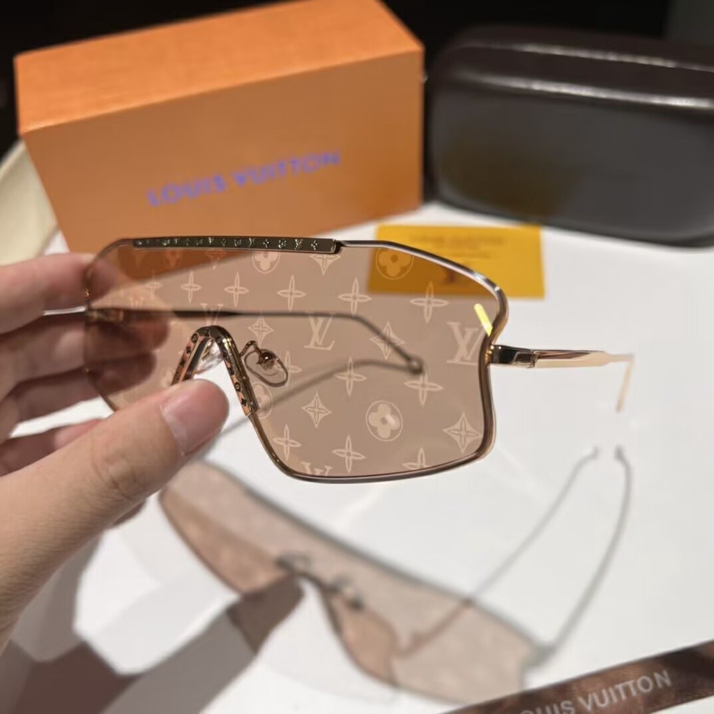 LV sunglasses puffy metal retro style luxury men and women