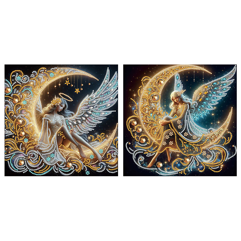 

CHENISTORY 5D DIY Partial Special Shaped Drill Diamond Painting Kit 5d Moon Girl Art special drill diamond painting Home Decor