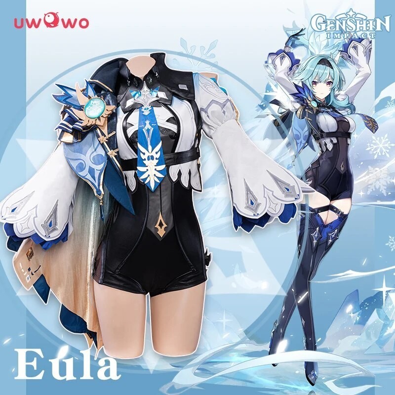 In Stock UWOWO Eula Cosplay Hot Game Genshin Impact Cosplay Eula Costume Lawrence Spin-Drift Knight 