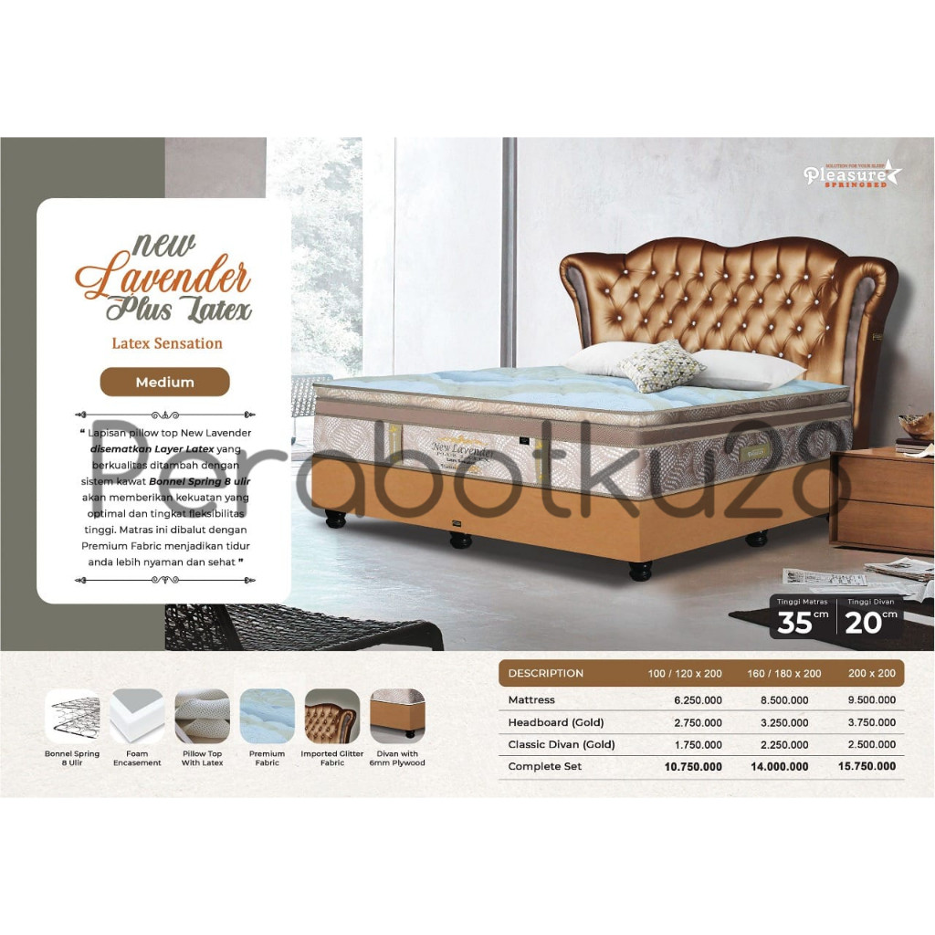 [PERABOTKU28] PLEASURE Springbed New LAVENDER Plus Latex/Latex Sensation Tebal 35cm -Medan