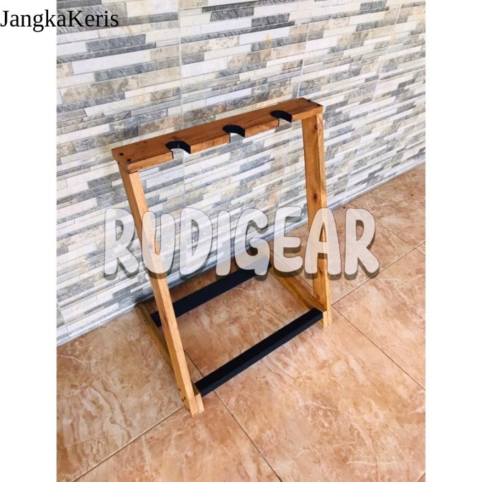 (.) rak gitar stand gitar 3 slot rak gitar kayu minimalis estetik - natural kayu terlaris