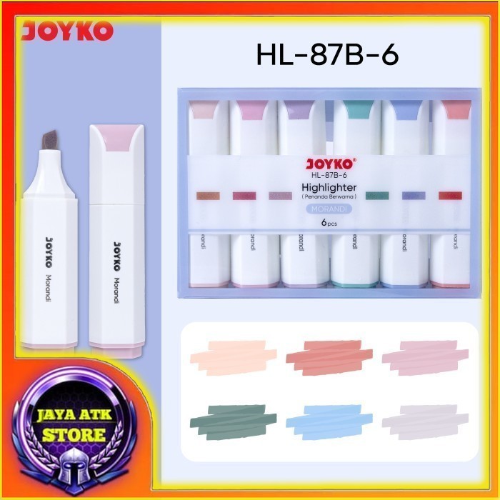 

JOYKO Highlighter HL-87A-6 / HL-87B-6 Stabilo Penanda Berwarna Warna Morandi
