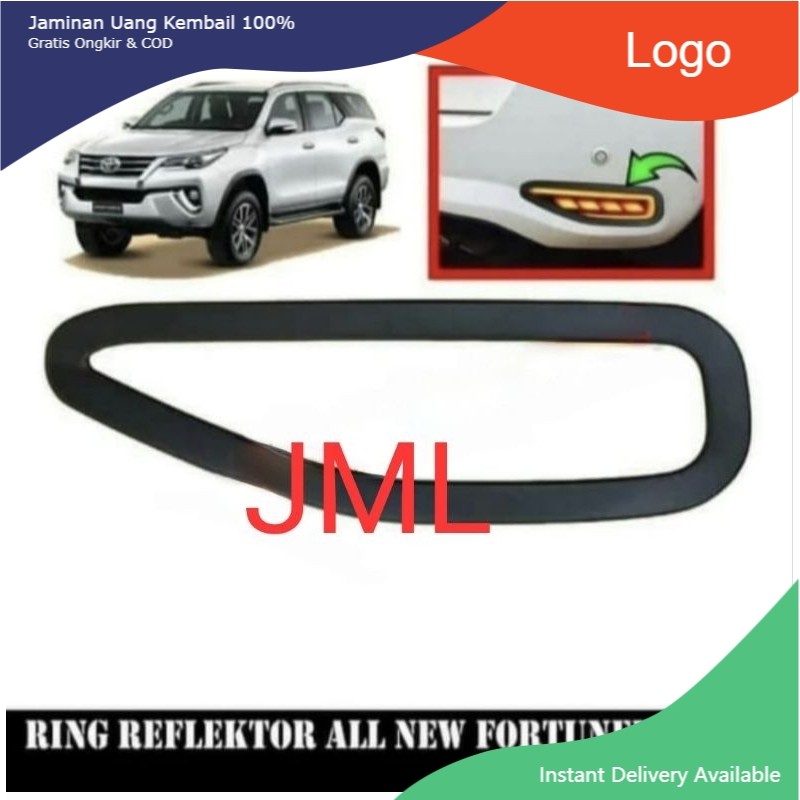 Ring reflektor hitam bumper belakang All new fortuner 2016-2021 Tasya_Variasi_Mobil