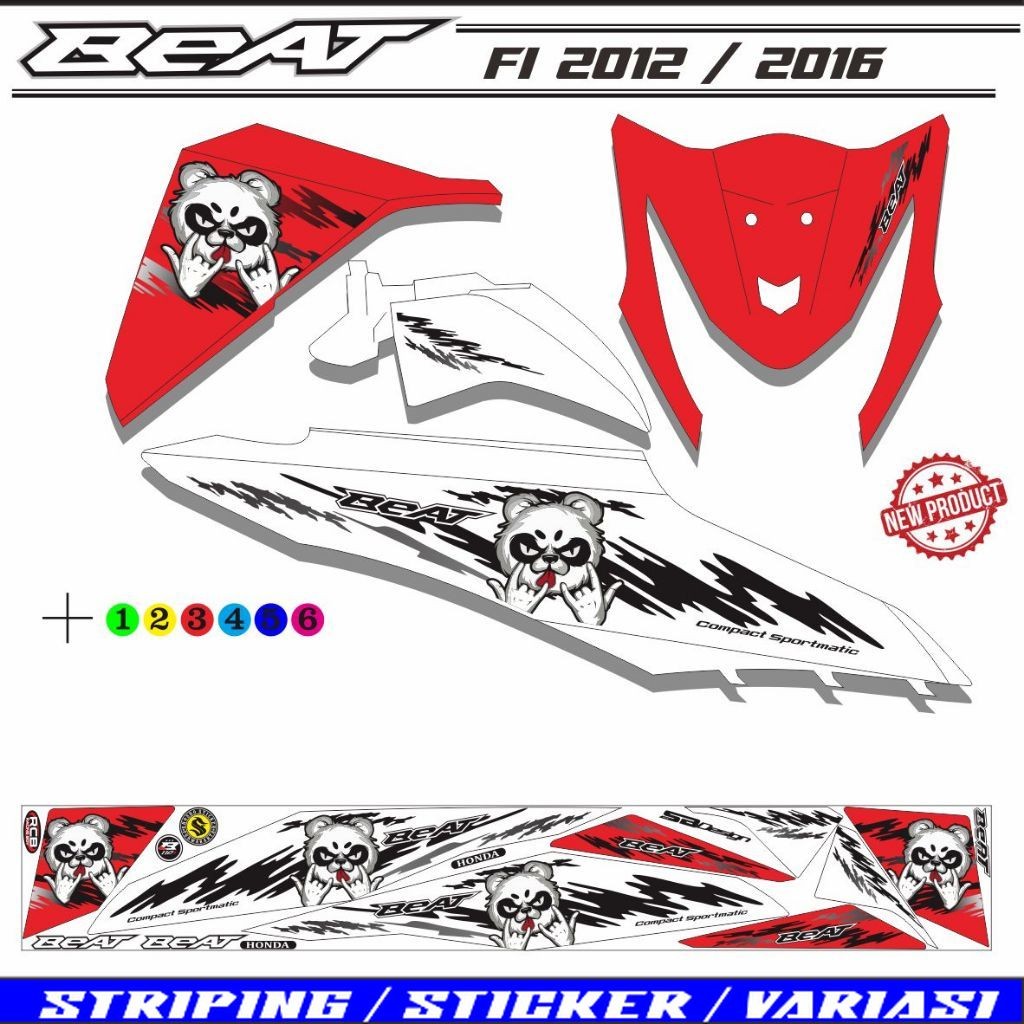 VARIASI STIKER POLET PANDA VARIASI MOTOR BEAT FI