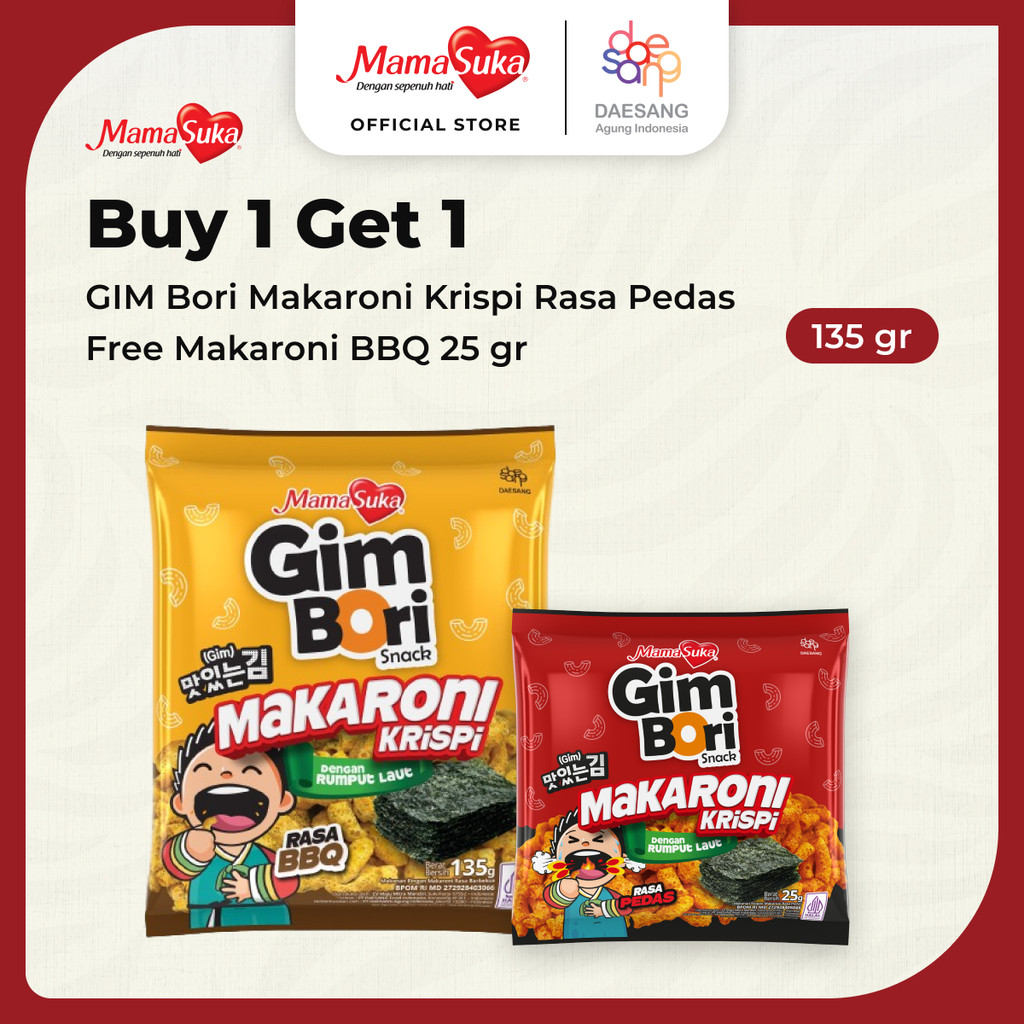 

Buy 1 Get 1 Makaroni Barbeque 135 gr Free Makaroni Pedas 25 gr