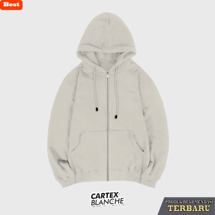 hoodie pria keren Jaket Sweater Hoodie Sleting Polos Pria - Beige, M