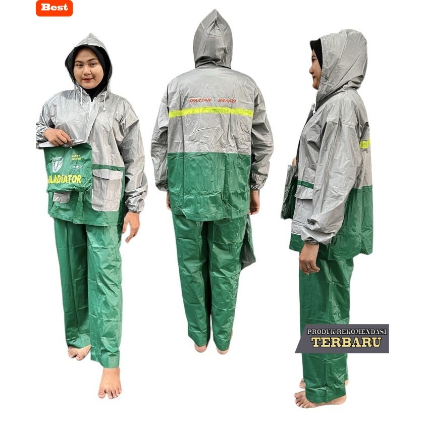 hoodie pria keren Autoku Setelan Jas Hujan Jaket Celana Spartan Gladiator JC-101 PVC Lentur Waterpro