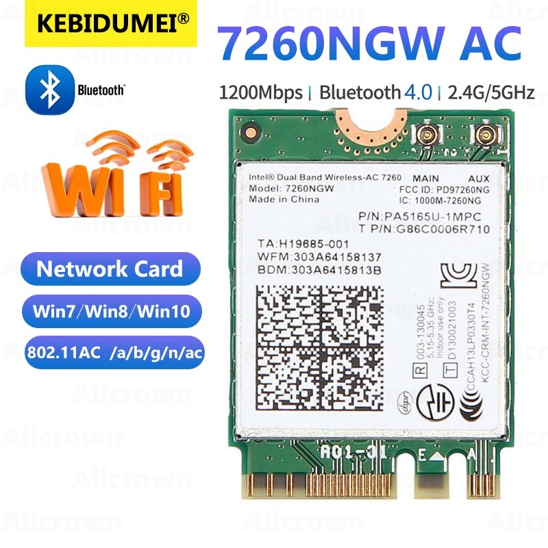 7260NGW AC Dual Band 2.4G 5G Wireless Card 1200Mbps Bluetooth 4.0 M.2 NGFF Wifi Adapter Card With An