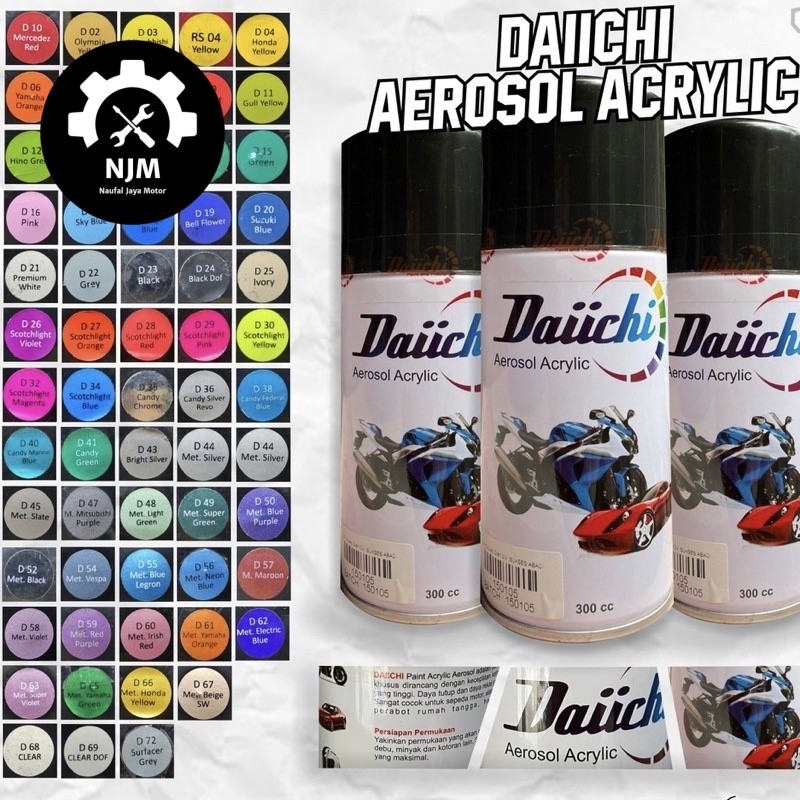 Cat Semprot Body Motor Daiichi 300cc ( Warna Normal / Metalik ) | motorcycle acrylic aerosol spray p