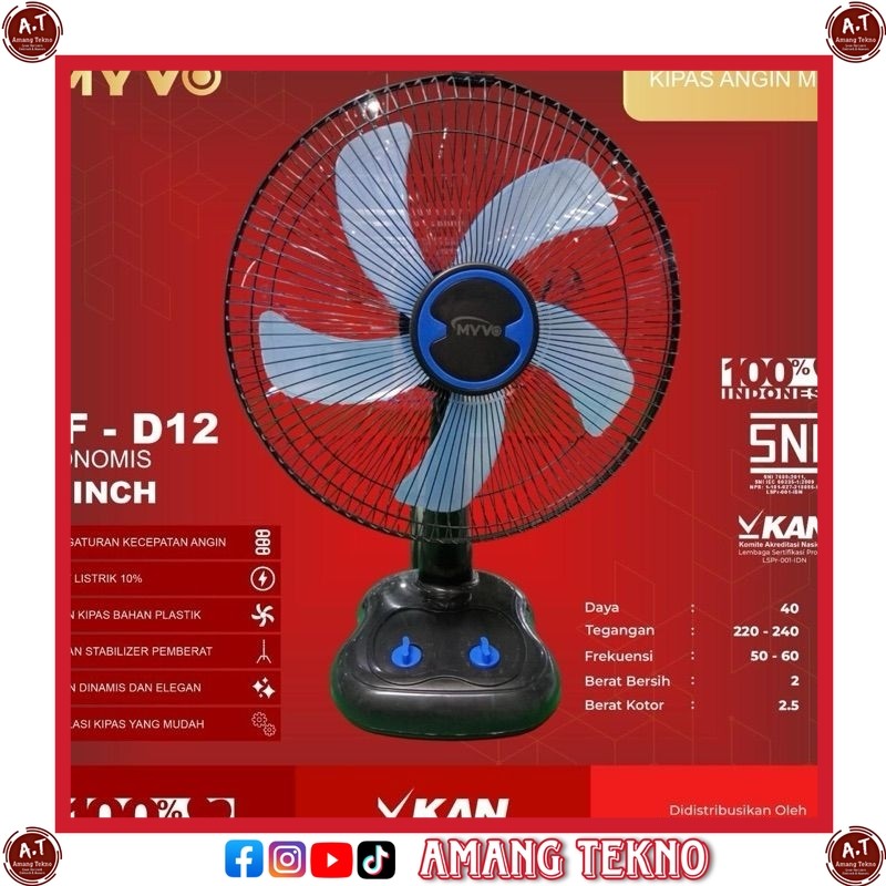 Myvo Kipas Angin Meja 14" / Desk Fan 14 Inch MF-D12 termurah