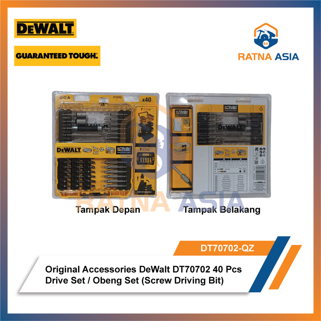 Dewalt DT70702-QZ Mata Obeng Set 40 Pcs Screw Driving Bit Drive Set 40 Dewalt DT 70702