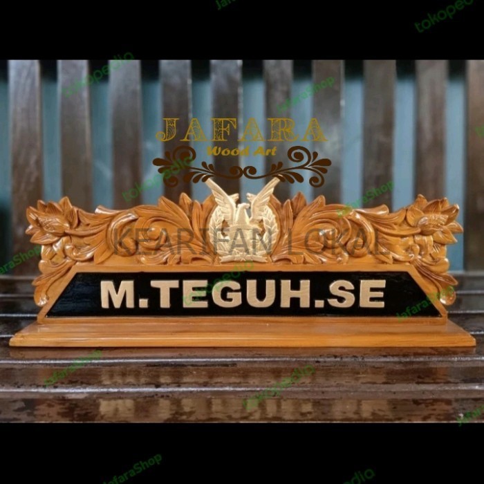 

Papan Nama Meja Kayu Jati Minimalis Full Ukir Custom - Nama 1 Baris yermurah KF3421