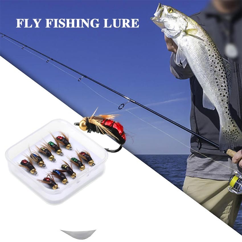 10Pcs Umpan Lalat Casting Lembut Lure Umpan Pancing Umpan Lembut Kail Lalat Bionic, Fly Fishing