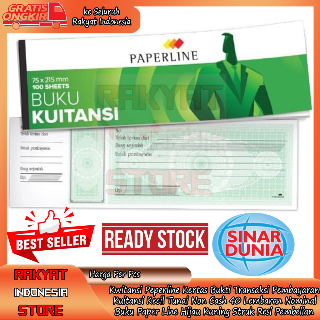 

Resi Pembelian Buku Kwitansi Peperline Kertas Bukti Transaksi Pembayaran Kuitansi Kecil Tanggung Tunai Non Cash Tunay Bayar Nota Sedang 40 Lembar Lembaran Nominal Kantor Bank Toko Paper Line Hijau Kuning Struk Setruk Bon DIK Kuwitansi Administrasi Sidu