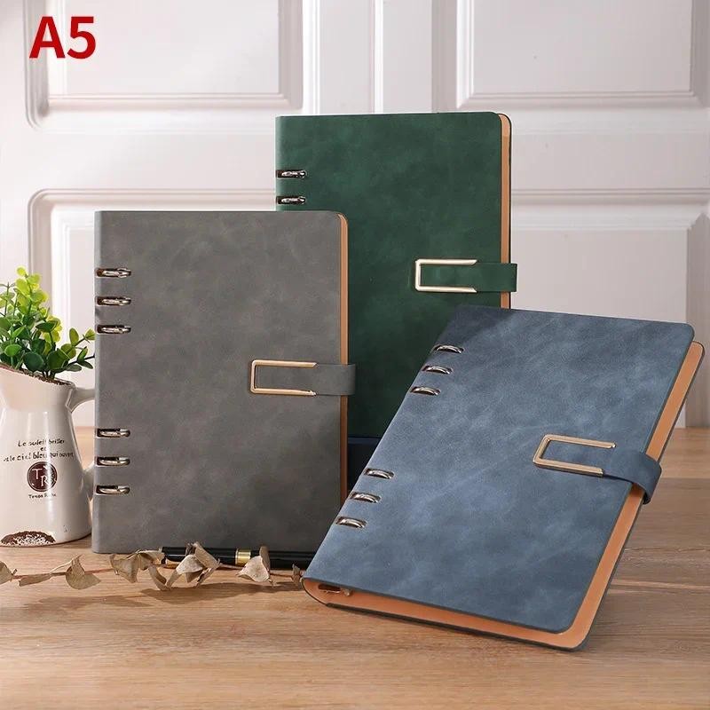 

Brown Planner Black Portable Notebook Loose-leaf Detachable Buckle Ring Thick A5 Business Notebook Stationery Office Workbook