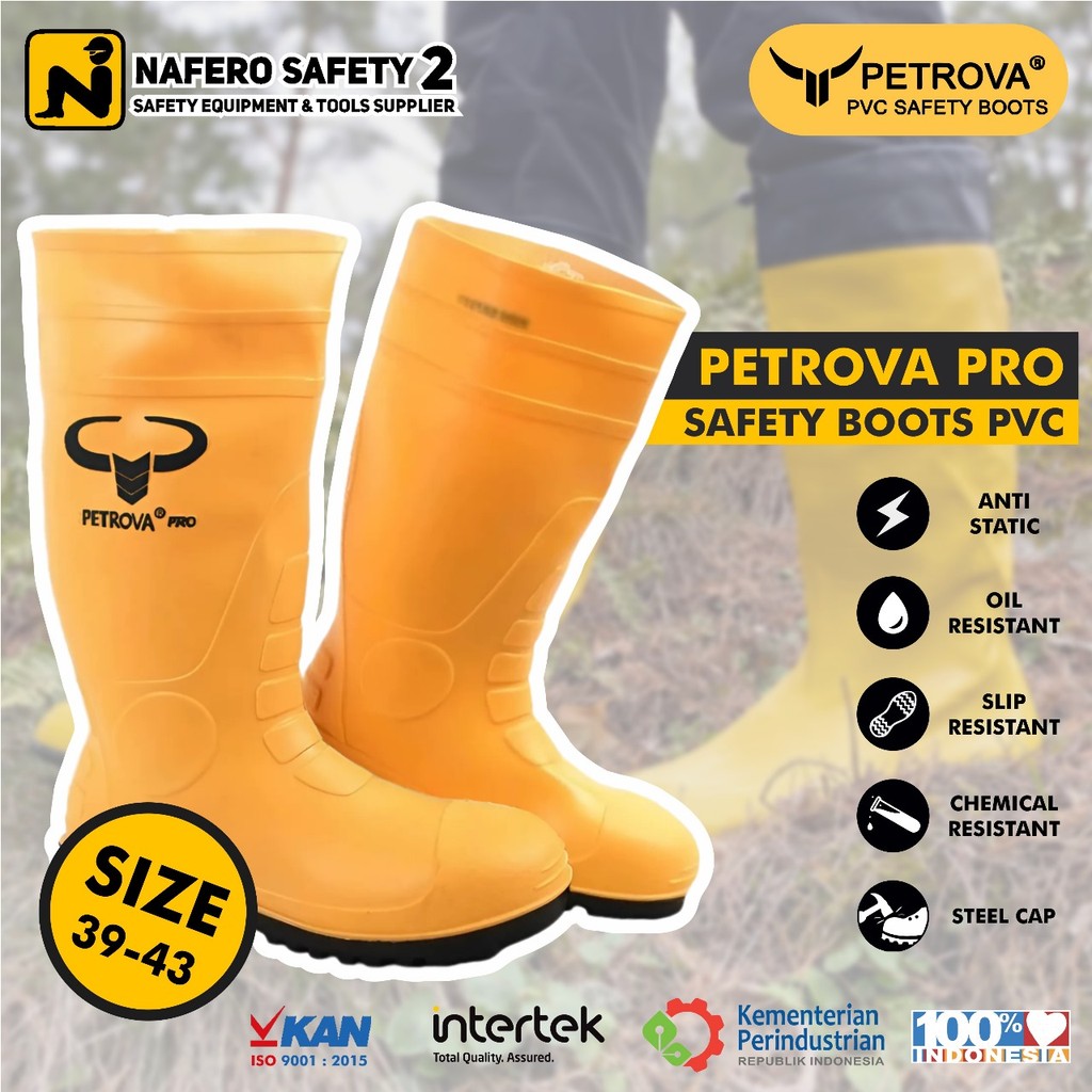 sepatu boots safety ujung besi yellow petrova pro Steel Toe Cap Besi safety boots