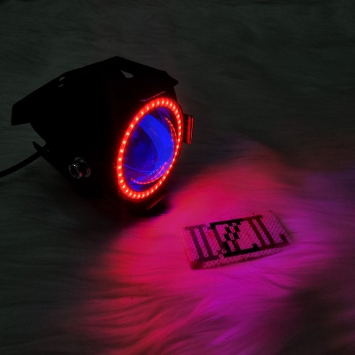 NEW LAMPU TEMBAK LED U7 CREE 4D LENSA TRANSFORMER SINAR PROJIE HID - RING MERAH, XCASE