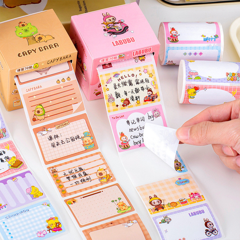 

70Sheets Creative Simplicity Sticky Note Capybara Pull Out Roll Sticky Note DIY Decorative Message Post Sticky Note