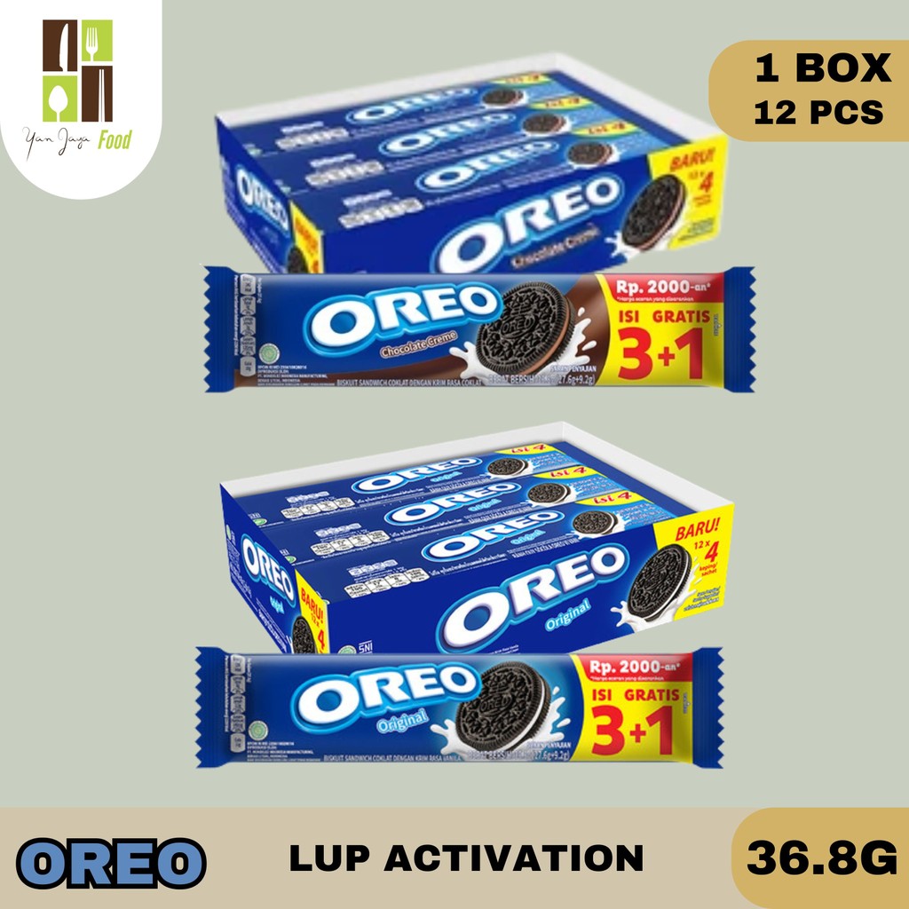 

Oreo Lup Activation Biscuit Sandwich / Biskuit / Kue / Rasa Cream Vanilla / Chocolate 36.8 g BOX/12PCS