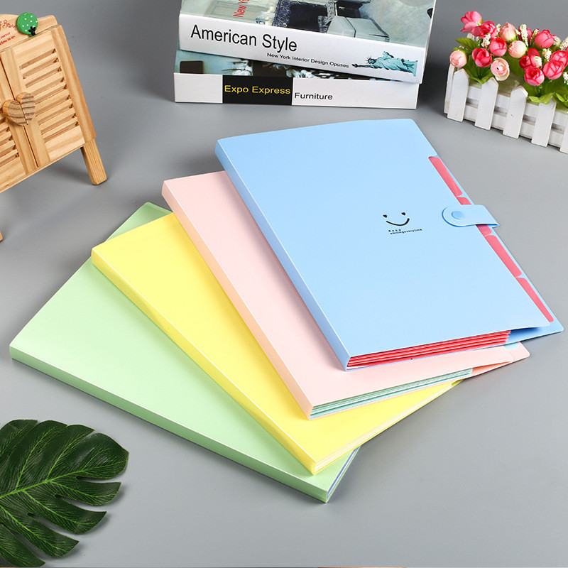 

A4 Multi-Layer Folder File Bag Candy Color Five Grid Organ Bags Large Capacity Korean Simple Office School Supplies Stationery