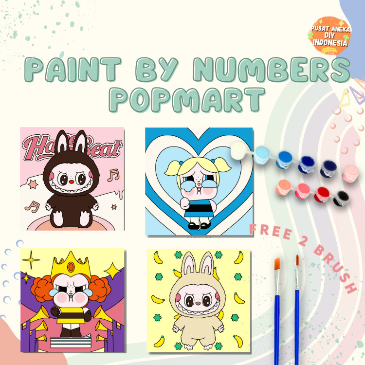 

VIRAL DIY Paint By Numbers Kit Labubu Crybaby Powerpuff Edition V1 V2 1 Set Number Canvas Board | Kanvas Alat Lukis 20x20 With Frame Digital Painting ll-1