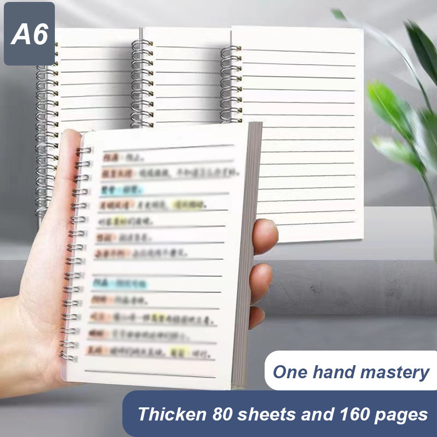 

A6 Pocket Coil Spiral Notebook Small Notepad Line Blank Grid Inner Pages 160 Pages 80 Sheets PP Cover Office School Supplies
