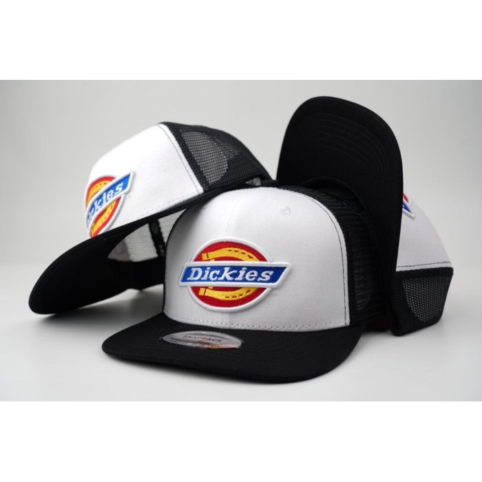 topi snapback dickies original import/ dickies cap - Hitam Putih SB