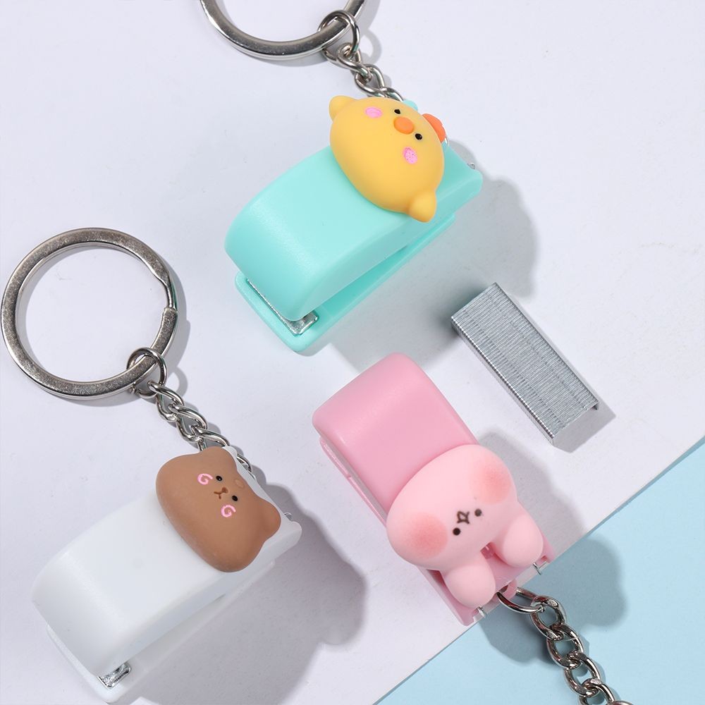 

Cute Cartoon Stapler Mini Portable No.10 Stapler Paper Clips Office School Document Binding Hoops Push Clip File Organizer