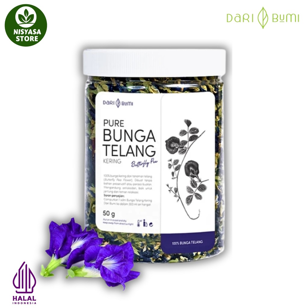 

Dari Bumi Teh Bunga Telang Kering 50 Gr Butterfly Pea Teh Herbal