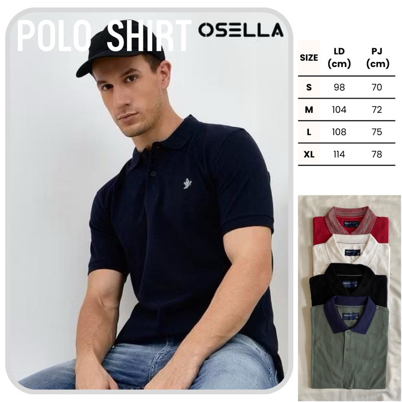NANTARSHOP Kaos lengan pendek pria polo shirt OSELLA Kaus krah cowok polos premium