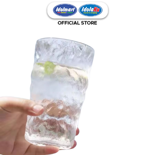 IDOLMART Gelas Beku Motif Es Gelas Minum Kaca - BANDUNG