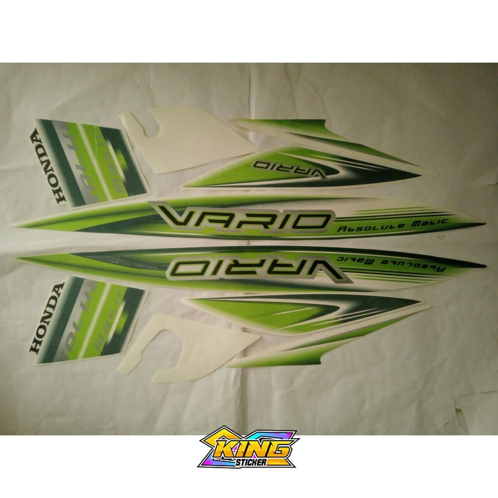 Stiker motor striping honda vario 110 karbu 2009 putih hijau