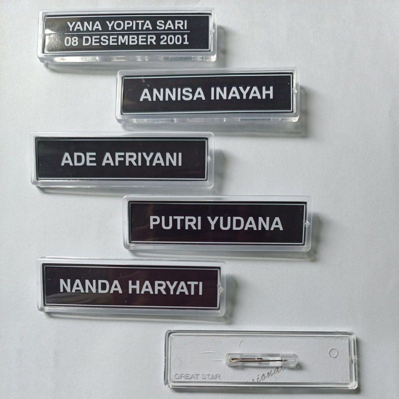 

Name Tag Aklirik Insert Paper | Nama Dada Akrilik Custom | Akrilik Nama Dada Insert paper